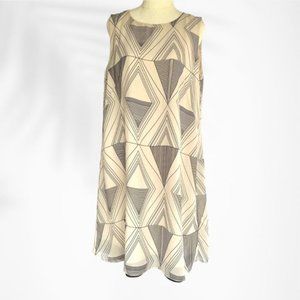 Target Shift Dress Size 14 Tan Brown Sleeveless Crew Neck Geometric Print